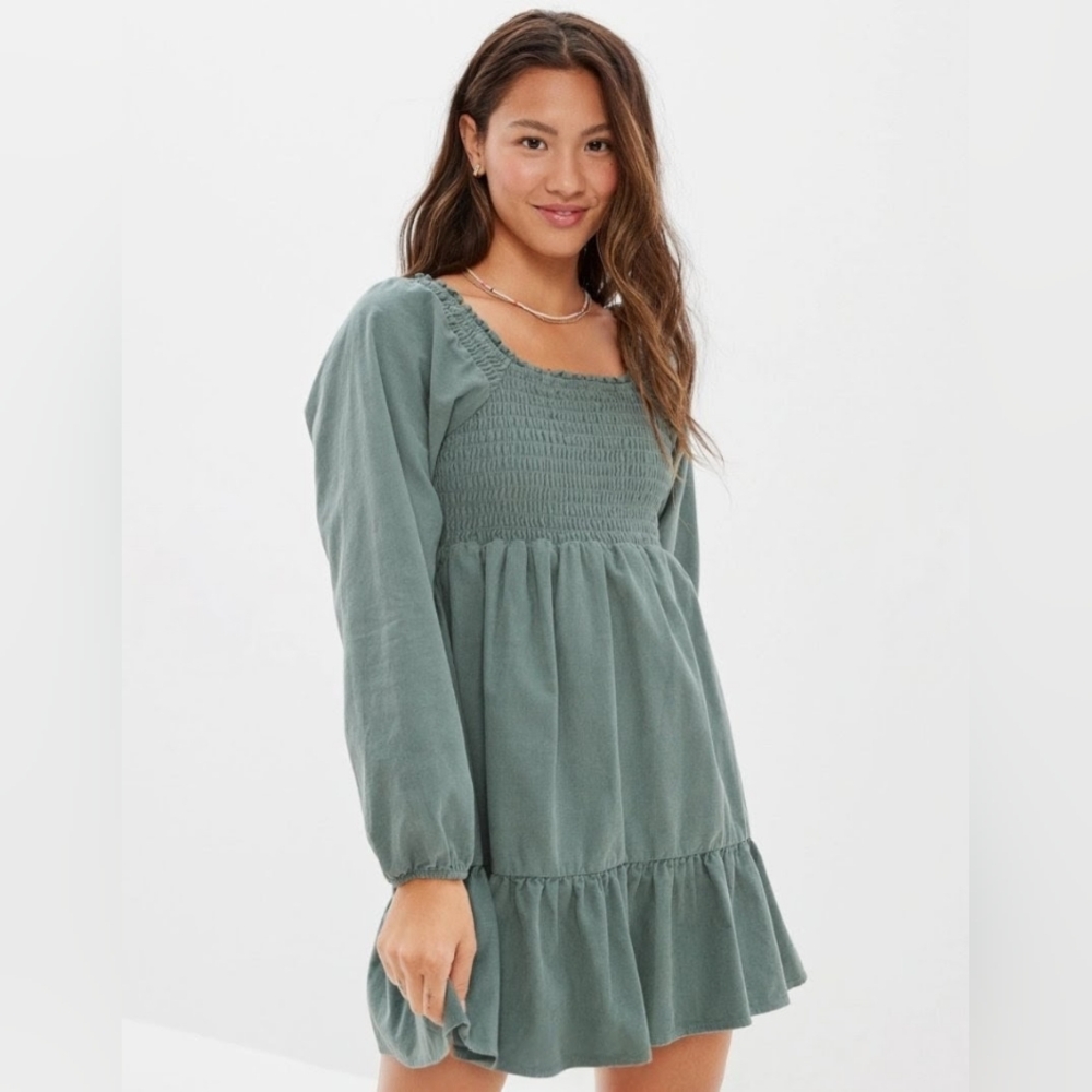 American Eagle Outfitters Teal Long Sleeve Dress